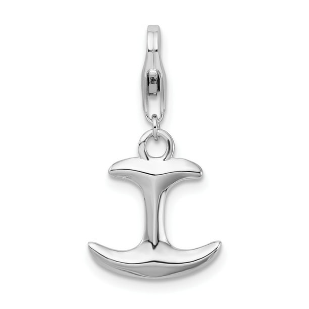 925 Sterling Silver Anchor & Polished Charm Pendant 